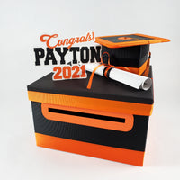 Black & Orange Class of 2021 Graduation Card Box
