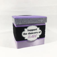 Purple, Black, & Silver Dance Raffle Ticket Box
