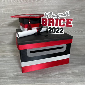 Black, Red, Gray, & White Graduation Card Box