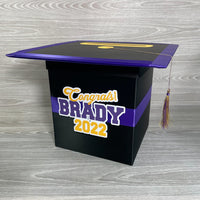 Black, Purple, & Yellow Gold Graduation Card Box
