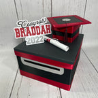 Graduation Card Box - Black, Scarlet, Gray 10x10