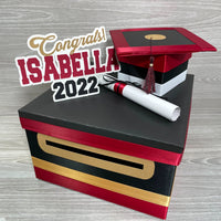 Graduation Card Box - Black, Scarlet, Old Gold 10x10