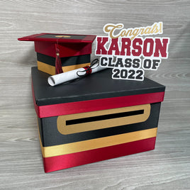 Black, Scarlet Red, & Old gold Graduation Car Box