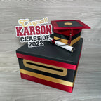 Graduation Card Box - Black, Scarlet, Old Gold 10x10