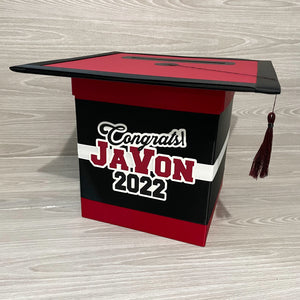 Black, Scarlet Red, & White Graduation Card Box