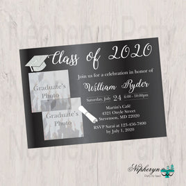 Black & Silver Graduation Invite