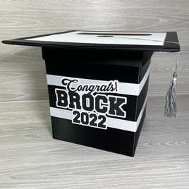 Grad Party Card Box - Black & White 8x8 Style 2