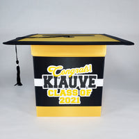 Black & Yellow Gold Class of 2021 Graduation Card Box 3