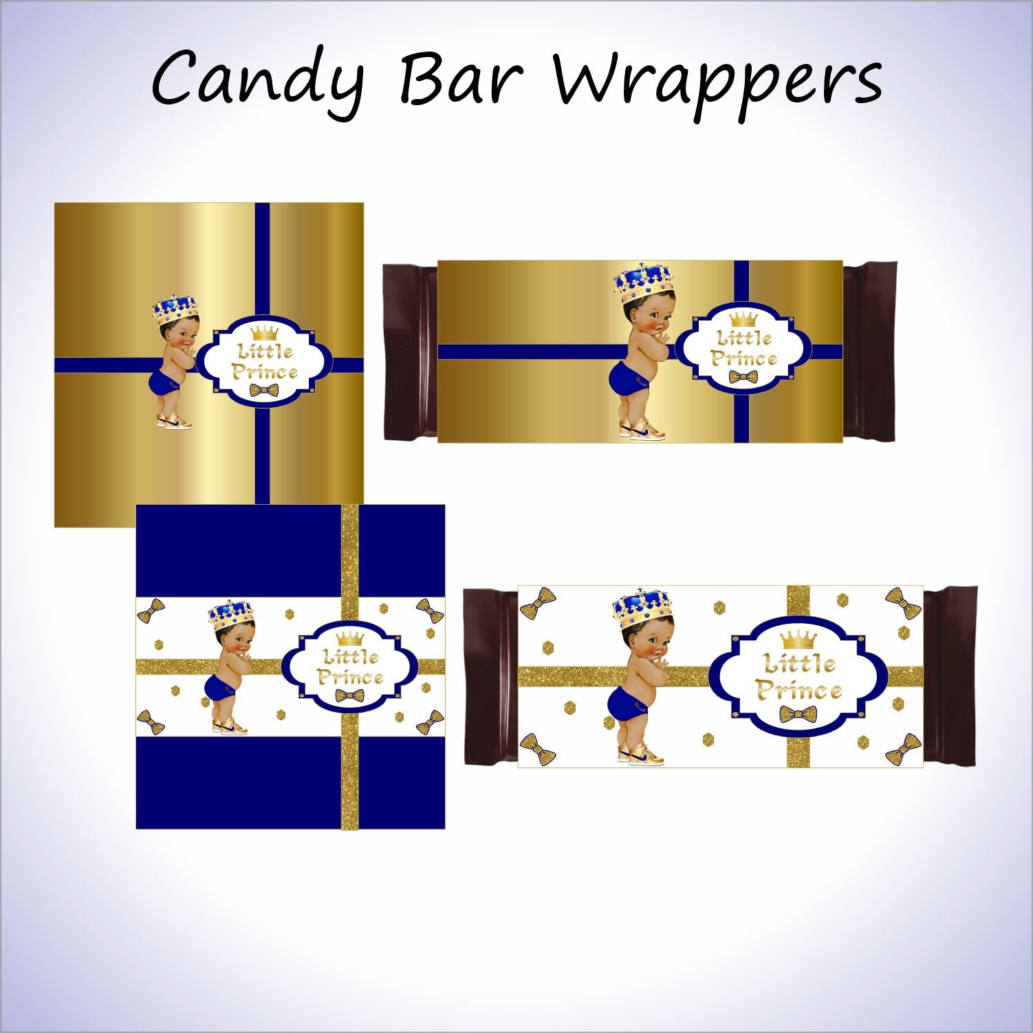 Brown and Blue Baby Shower Candy Wrappers