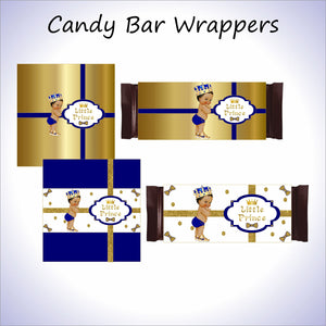 Little Prince Candy Bar Wrappers - Royal Blue, Gold
