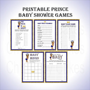Royal Blue & Gold Little Prince Baby Shower Games