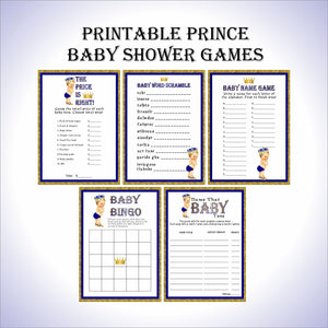 Little Prince Baby Shower Game Pack - Blue, Gold