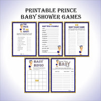 Little Prince Baby Shower Game Pack - Blue, Gold
