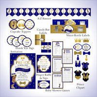 Royal Blue & Gold Little Prince Printable Decorations