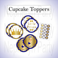 Royal Blue & Gold Prince Cupcake Toppers, Blonde