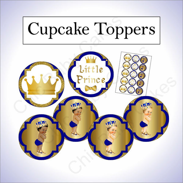 Royal Blue & Gold Prince Cupcake Toppers