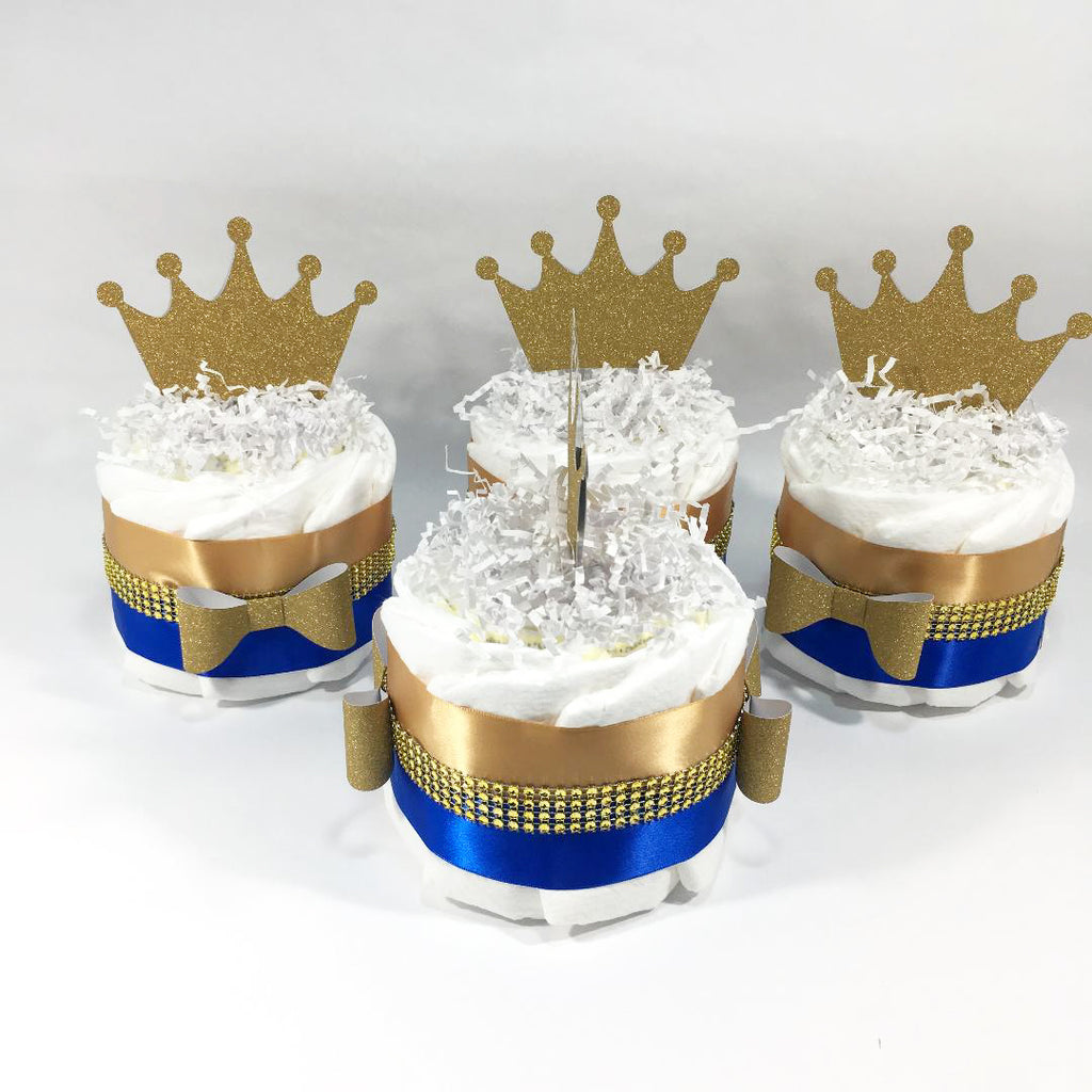Little Prince Mini Diaper Cakes, Blue, Gold