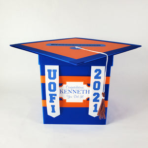 Royal Blue & Orange College Graduation Card Box