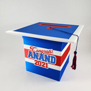Royal Blue, Red, & White Graduation Card Box