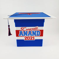Royal Blue, Red, & White Graduation Class of 2021 Card Box