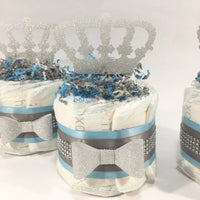 Blue & Silver Prince Mini Diaper Cake Set
