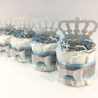 Light Blue & Silver Prince Mini Diaper Cakes
