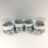 Blue & Silver Prince Mini Diaper Cake Set
