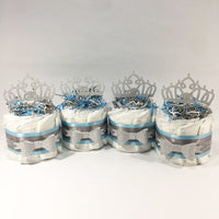 Light Blue, Silver, & Gray Princess Diaper Cake Centerpieces
