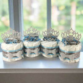 Light Blue, Silver, & Gray Princess Diaper Cake Centerpieces