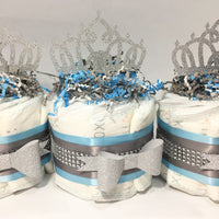 Blue & Silver Princess Mini Diaper Cake Set
