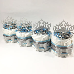 Blue & Silver Princess Mini Diaper Cake Set