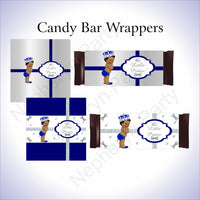 Royal Blue & Silver Little Prince Baby Shower Candy Bar Wrappers