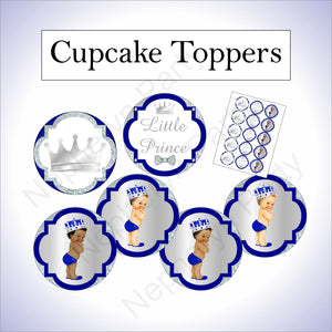 Royal Blue & Silver Prince Cupcake Toppers
