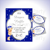 Royal Blue & Silver Prince Diaper Raffle Set, Blonde

