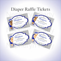 Royal Blue & Silver Little Prince Baby Shower Diaper Raffle Tickets