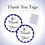 Royal Blue & Silver Little Prince Baby Shower Thank You Tags