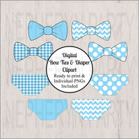 Light Blue Bow Tie & Diaper Clipart
