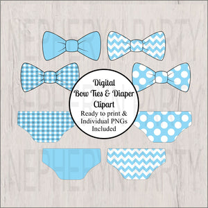 Light Blue Bow Tie & Diaper Clipart