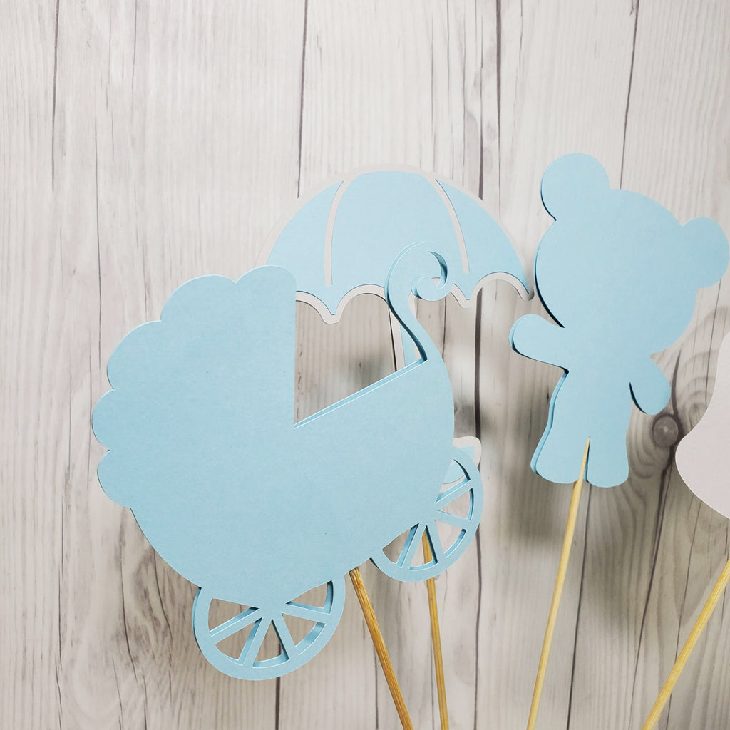 Boy Baby Shower Centerpiece Sticks - Blue, Gray