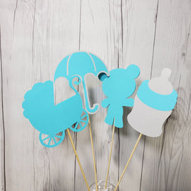 Teal & Gray Boy Baby Shower Centerpiece Sticks