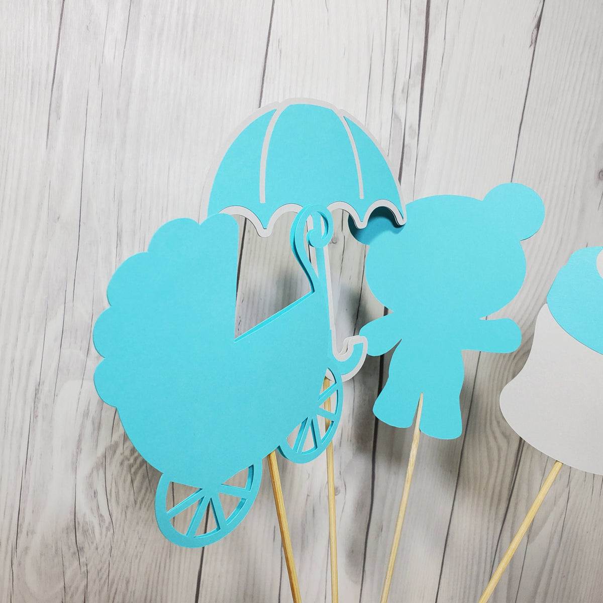 Boy Baby Shower Centerpiece Sticks - Teal, Gray
