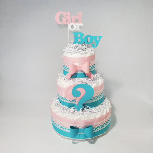 Girl Or Boy Gender Reveal Diaper Cake Centerpiece