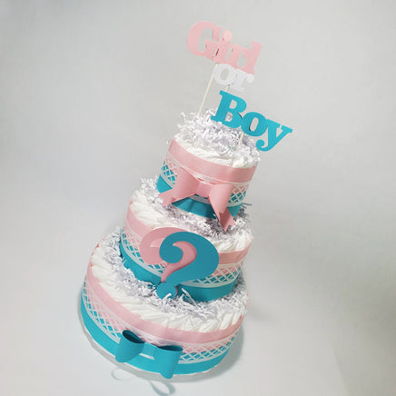 Pink & Blue Gender Reveal Diaper Cake Centerpiece