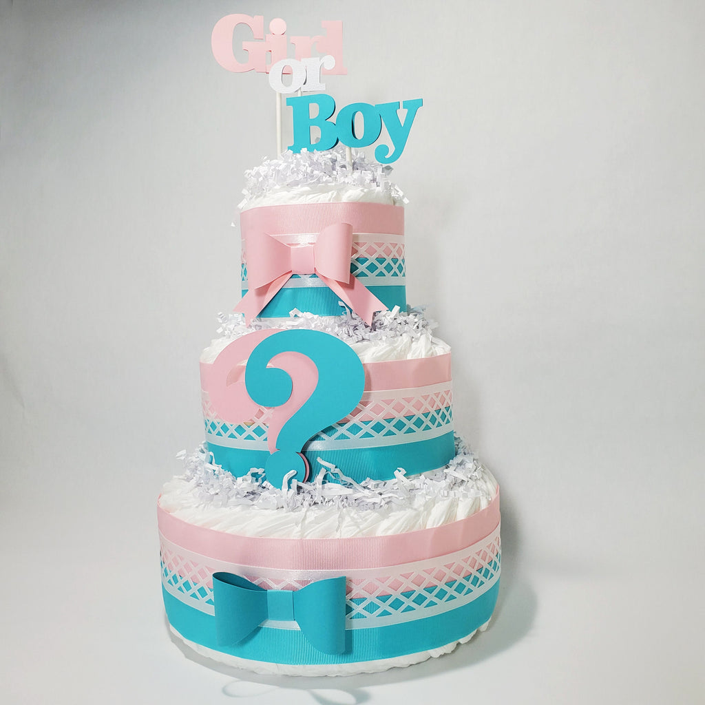 Pink & Blue Gender Reveal Diaper Cake Centerpiece