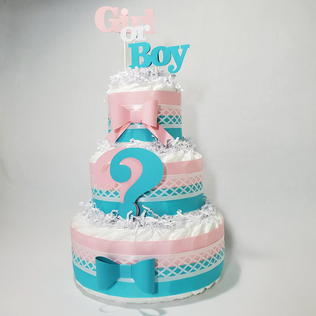 Pink & Blue Gender Reveal Diaper Cake Centerpiece