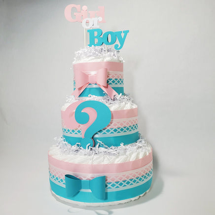 Pink & Blue Gender Reveal Diaper Cake Centerpiece