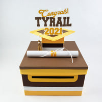 Brown & Yellow Gold Graduation Party Card Box