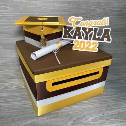 Brown & Yellow Gold Graduation Card Box