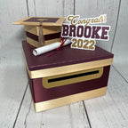 Burgundy & Light Gold Graduation Card box