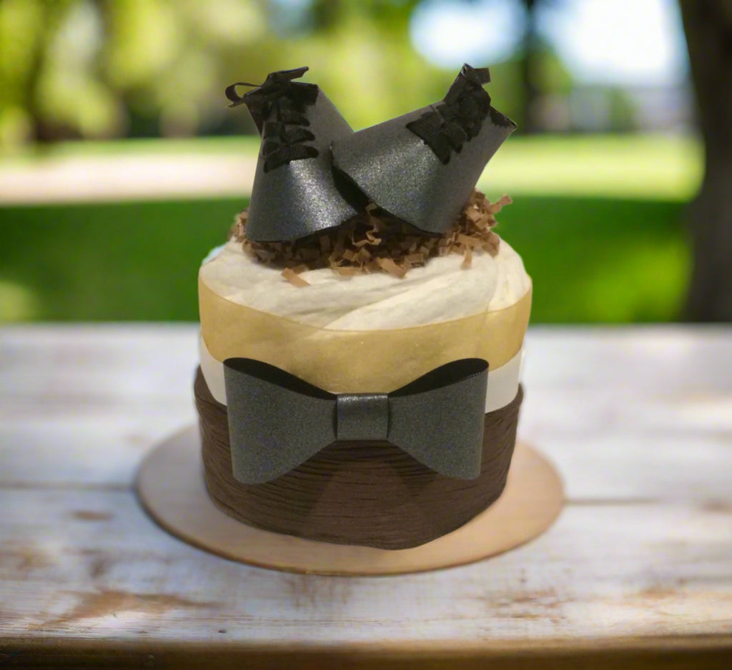 Bow Ties and Dress Shoes Mini Diaper Cake Set